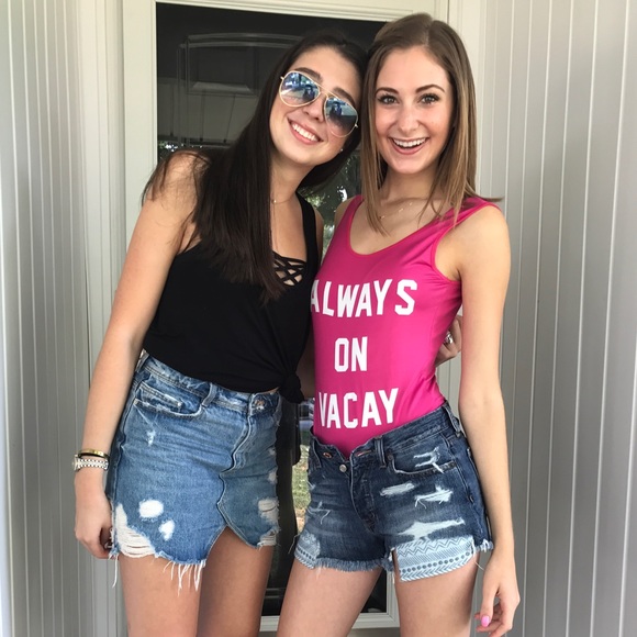 “Always On Vacay” Hot Pink One Piece SwimSuit - Picture 2 of 2